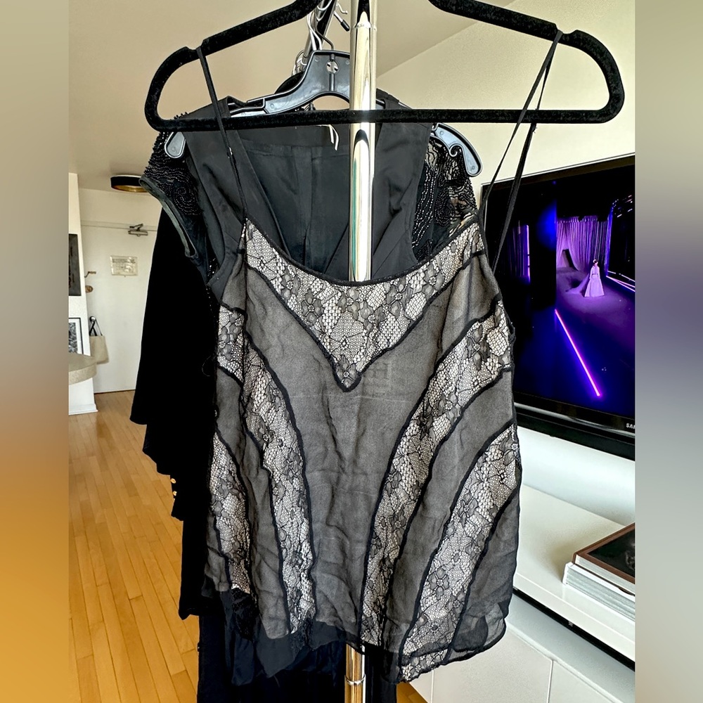 HAUTE HIPPIE lace camisole w/ adjustable spaghetti straps